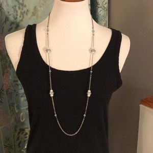 🌟HP🌟 Long Pearl and Blue Bead Layering Necklace